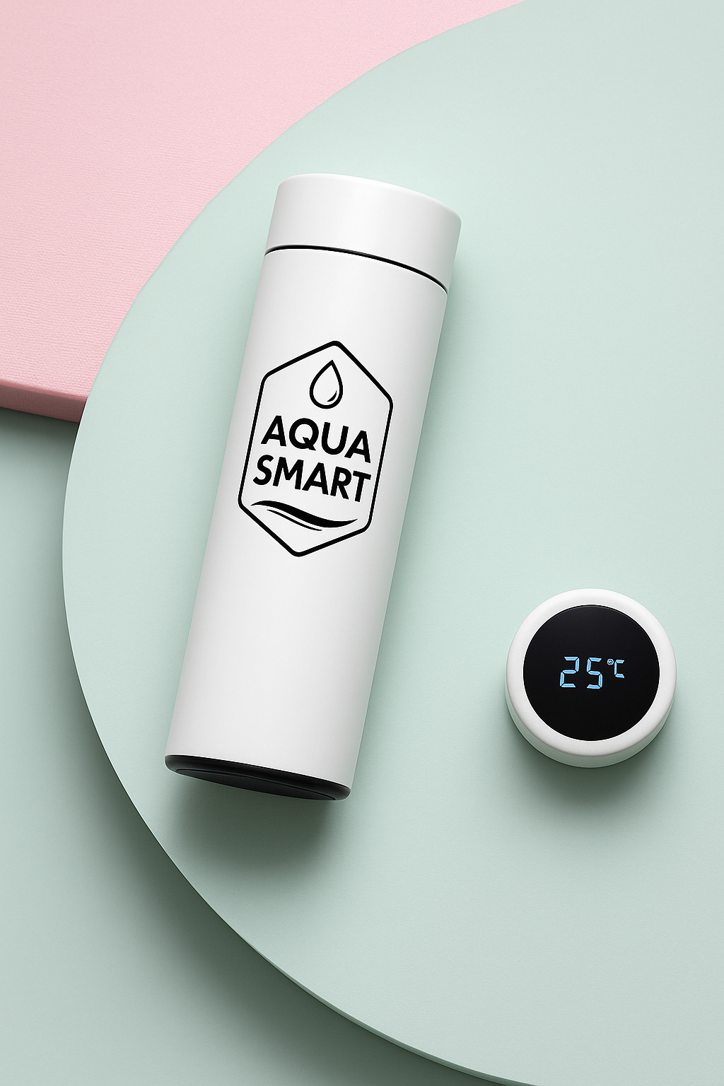 AquaSmart Wit - Slimme RVS Waterfles met LED-display - 500mL