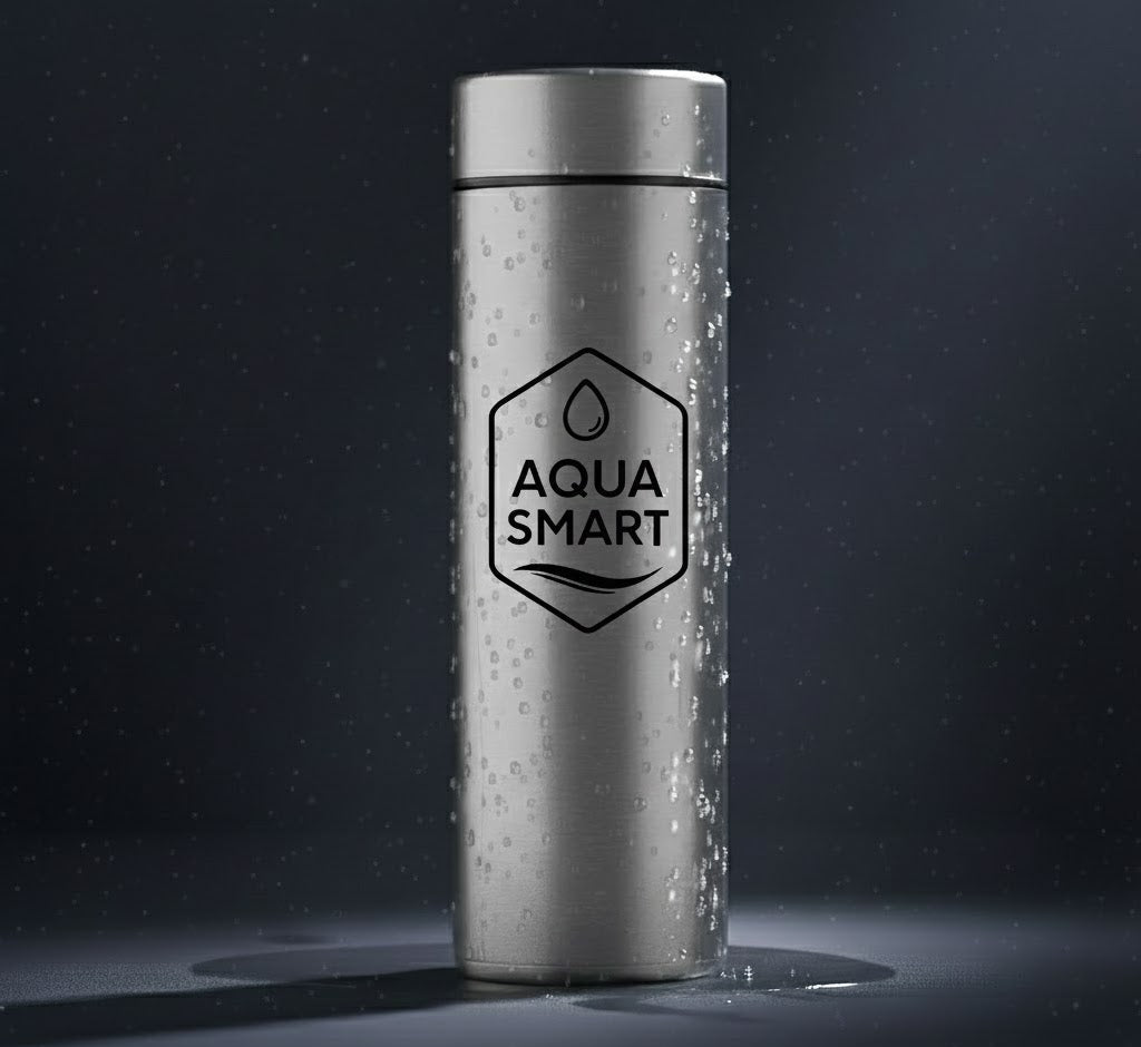 AquaSmart Zilver - Slimme RVS Waterfles met LED-display - 500mL